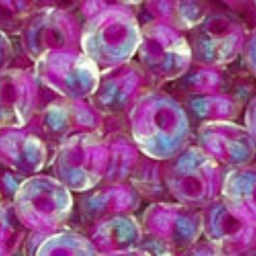 3mm Magatama Beads - Inside-Color Crystal/Opaque Fuchsia-Lined - TM-03-790  - 100 gram bag