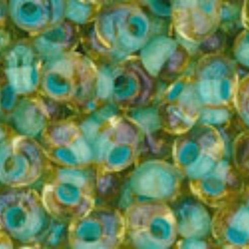 3mm Magatama Beads - Inside-Color Rainbow Light Topaz/Sea Foam-Lined - TM-03-952 - 100 gram bag