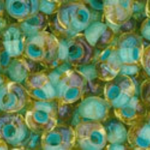 3mm Magatama Beads - Inside-Color Rainbow Light Topaz/Sea Foam-Lined - TM-03-952