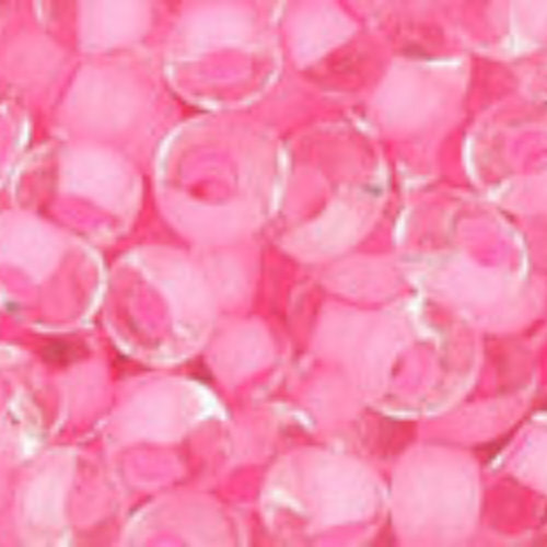 3mm Magatama Beads - Inside-Color Crystal/Neon Carnation-Lined - TM-03-969 - 100 gram bag
