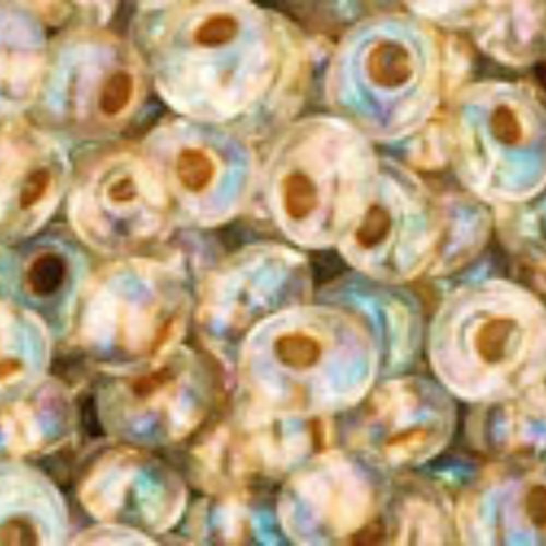 3mm Magatama Beads - Gold-Lined Rainbow Crystal - TM-03-994