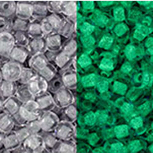TOHO Glow In The Dark - Gray Crystal/Bright Green 11/0 Round - TR-11-2725 - 13gm Flip Top Container