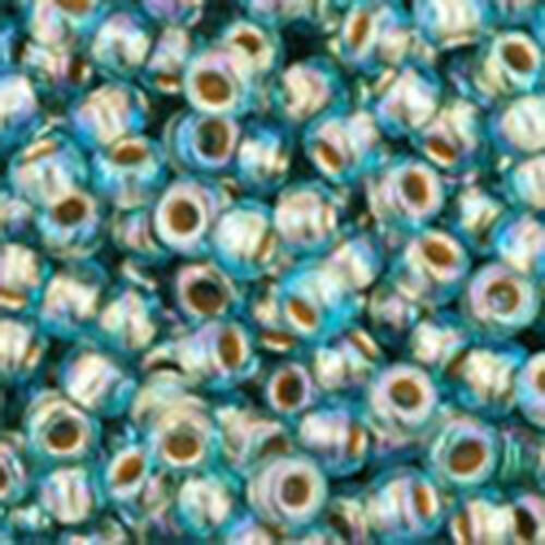 11/0 Round - Gold-Lined Rainbow Aqua - TR-11-995