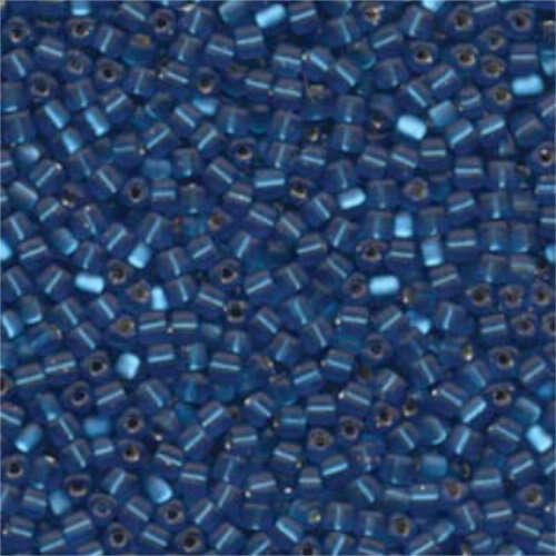 Miyuki 8/0 Triangle Bead - TR8-25F - Matte Silver Lined Capri Blue