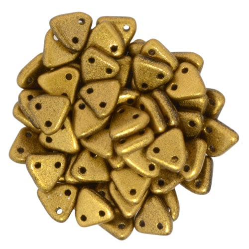 CzechMates 6mm Triangle Beads - 2 Hole - Matte Metallic Goldenrod - TRI06-00030-01730