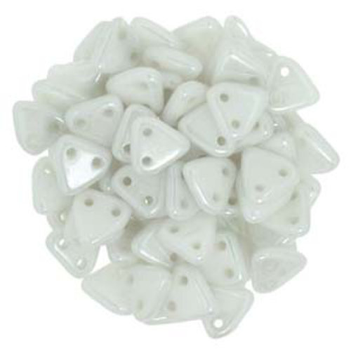 CzechMates 6mm Triangle Beads - 2 Hole - Chalk White Luster - TRI06-03000-14400