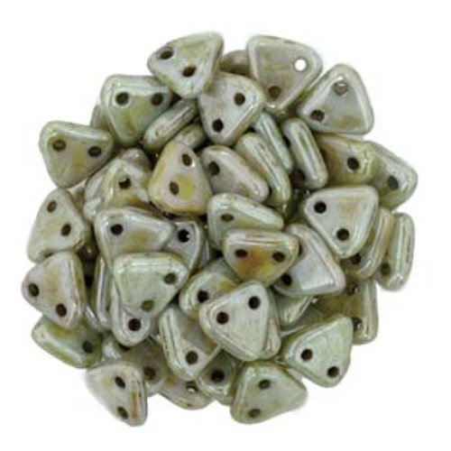 CzechMates 6mm Triangle Beads - 2 Hole - Opaque Luster Green - TRI06-03000-14457