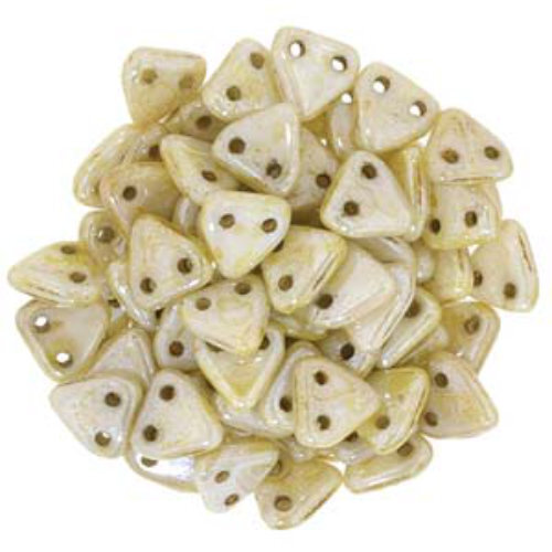 CzechMates 6mm Triangle Beads - 2 Hole - Chalk Honey Drizzle - TRI06-03000-65401