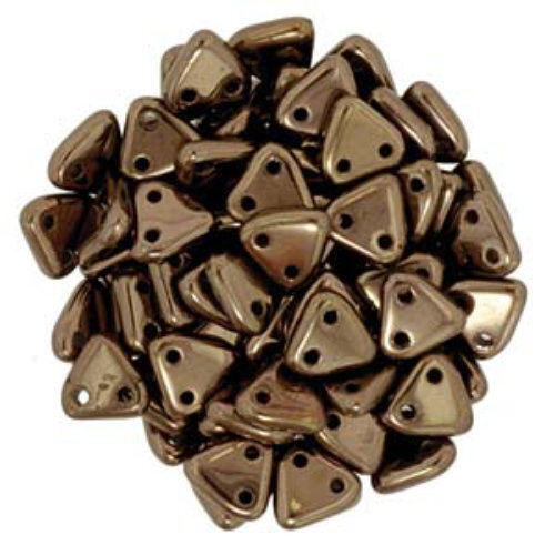 CzechMates 6mm Triangle Beads - 2 Hole - Jet Dark Bronze - TRI06-23980-14415