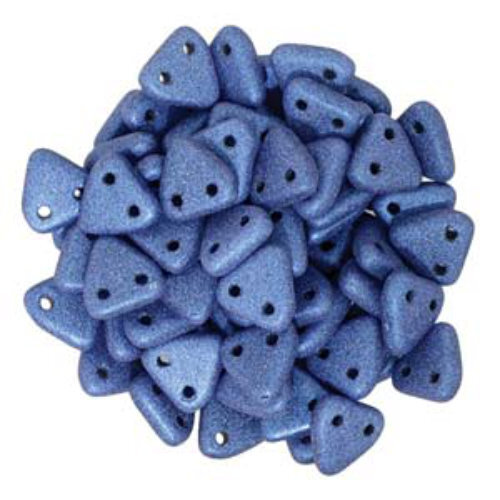 CzechMates 6mm Triangle Beads - 2 Hole - Metallic Suede Blue - TRI06-23980-79031