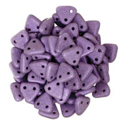 CzechMates 6mm Triangle Beads - 2 Hole - Metallic Suede Light Pink - TRI06-23980-79086