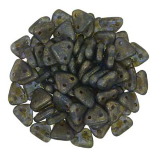 CzechMates 6mm Triangle Beads - 2 Hole - Sapphire Copper Picasso - TRI06-30050-85695