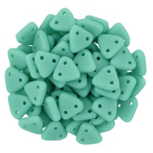 CzechMates 6mm Triangle Beads - 2 Hole - Matte Opaque Turquoise - TRI06-63130-84100