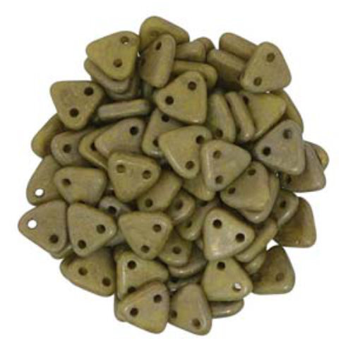 CzechMates 6mm Triangle Beads - 2 Hole - Chartreuse Coopper Picasso - TRI06-84020-85695