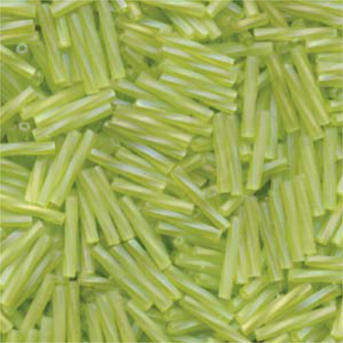 Miyuki 12mm x 2mm Twisted Bugle Bead - TW2012-258F - Matte Transparent Chartreuse Ab