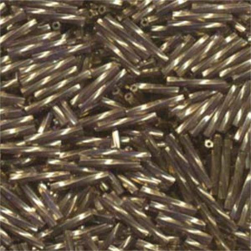 Miyuki 12mm x 2mm Twisted Bugle Bead - TW2012-1285 - Antiqued Gold Matte Transparent Amethyst