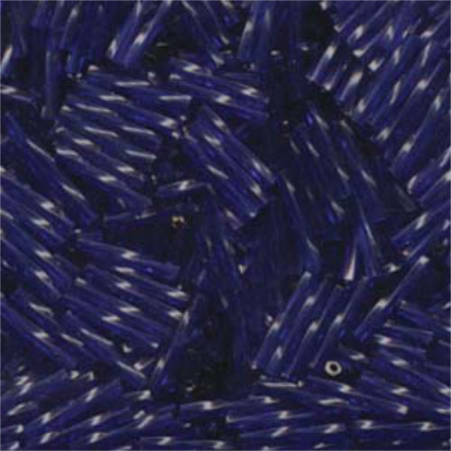 Miyuki 12mm x 2mm Twisted Bugle Bead - TW2012-1711 - Transparent Dyed Dark Cobalt