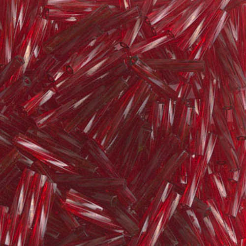 Miyuki 12mm x 2mm Twisted Bugle Bead - TW2012-1716 - Transparent Dyed Cranberry