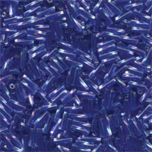 Miyuki 6mm x 2mm Twisted Bugle Bead - TW206-177 - Transparent Cobalt AB