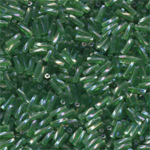 Miyuki 6mm x 2mm Twisted Bugle Bead - TW206-179 - Transparent Green AB