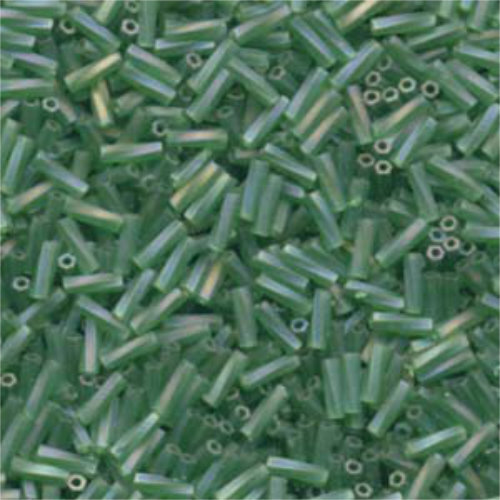 Miyuki 6mm x 2mm Twisted Bugle Bead - TW206-179F - Matte Transparent Green AB