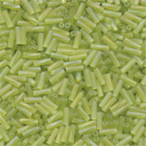 Miyuki 6mm x 2mm Twisted Bugle Bead - TW206-258F - Matte Transparent Chartreuse AB