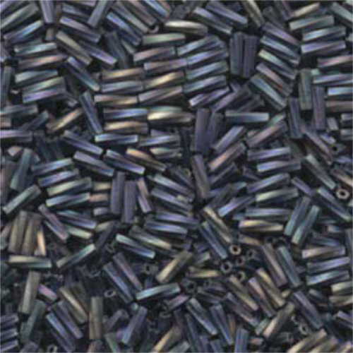 Miyuki 6mm x 2mm Twisted Bugle Bead - TW206-401FR - Matte Black AB