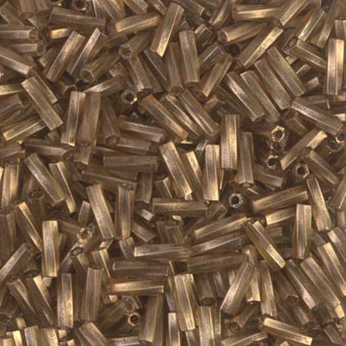 Miyuki 6mm x 2mm Twisted Bugle Bead - TW206-1265 - Antiqued Gold Matte Transparent Chartreuse