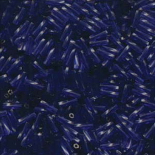 Miyuki 6mm x 2mm Twisted Bugle Bead - TW206-1711 - Transparent Dyed Dark Cobalt