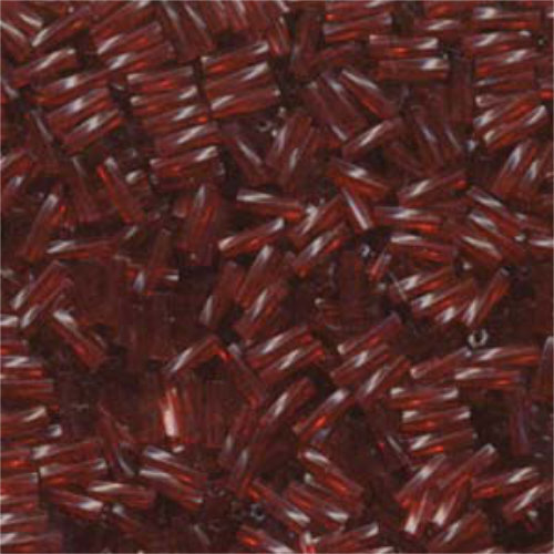 Miyuki 6mm x 2mm Twisted Bugle Bead - TW206-1716 - Transparent Dyed Cranberry