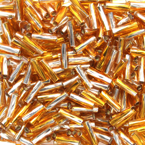 Miyuki 6mm x 2mm Twisted Bugle Bead - TW206-3932 - Silver Lined Clear / Topaz