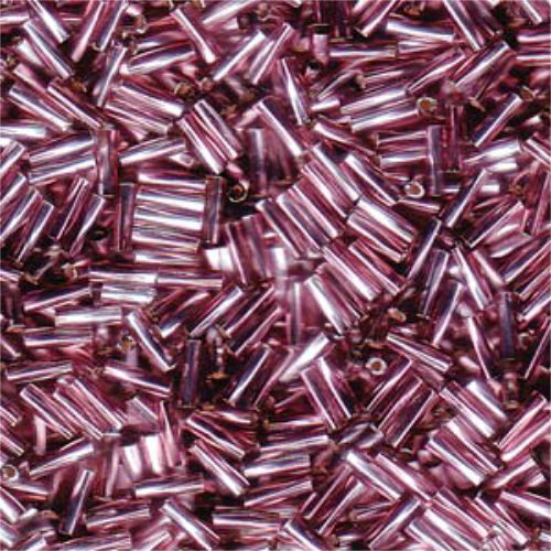Miyuki 6mm x 2mm Twisted Bugle Bead - TW206-3933 - Silver Lined Clear / Amethyst