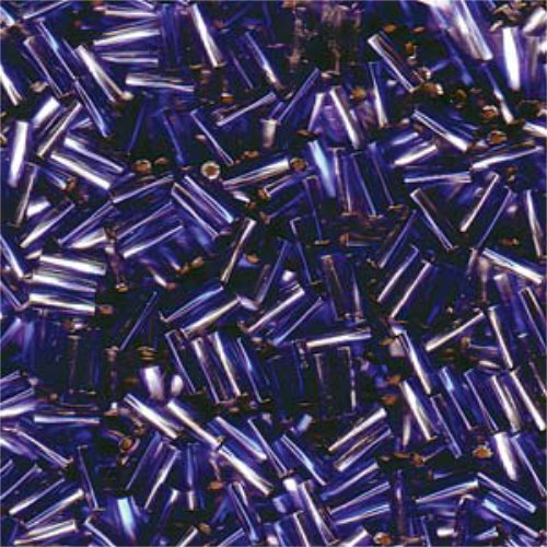 Miyuki 6mm x 2mm Twisted Bugle Bead - TW206-3934 - Silver Lined Clear / Cobalt