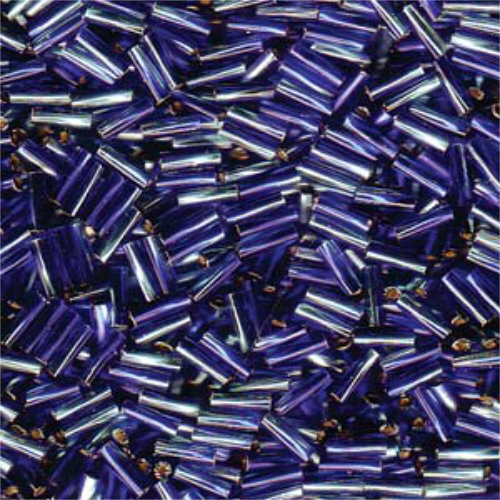 Miyuki 6mm x 2mm Twisted Bugle Bead - TW206-3939 - Silver Lined Aqua / Cobalt