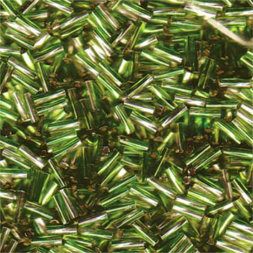 Miyuki 6mm x 2mm Twisted Bugle Bead - TW206-3941 - Silver Lined Clear / Olive