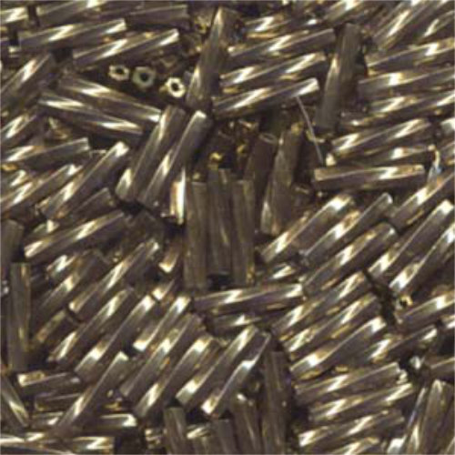 Miyuki 12mm Twisted Bugle Bead - TW2712-1285 - Antiqued Gold Matte Transparent Amethyst