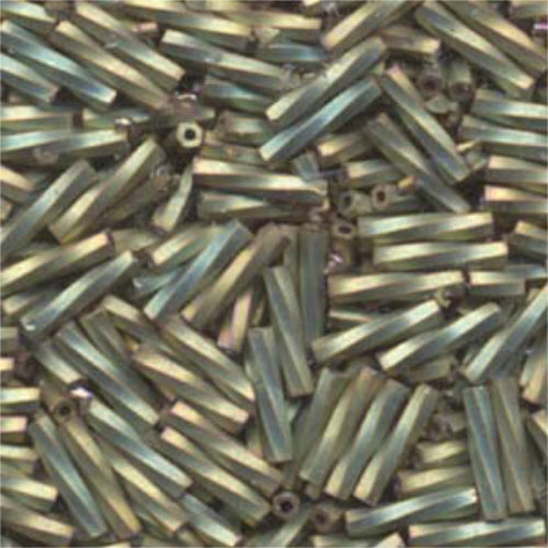 Miyuki 12mm Twisted Bugle Bead - TW2712-2035 - Matte Metallic Khaki Iris