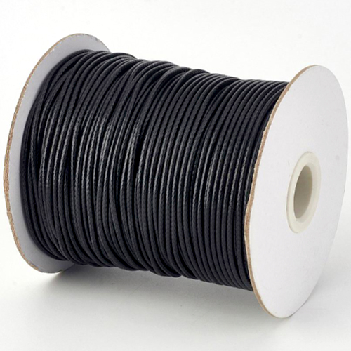 1mm Black Korean Waxed Cotton Cord