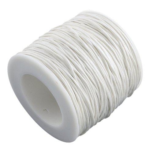 1mm Waxed Cotton Cord - White